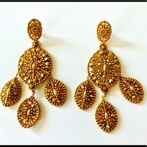 Miguel Ases 18K Gold Plated Crystal Drop Earrings